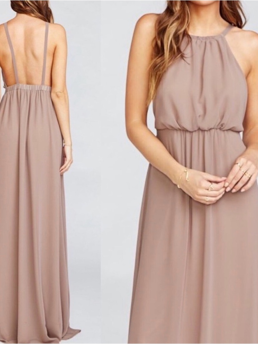 Show Me Your MuMu Taupe Halter Maxi Dress